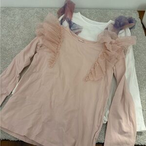 Elegant Pink Ruffle Top and white top with detailing on shoulders